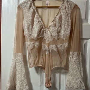 Victorias Secret Lace ivory bodysuit